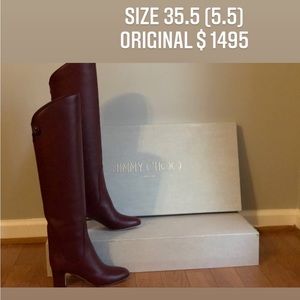 Jimmy Choo Burgundy knee-high heeled boot